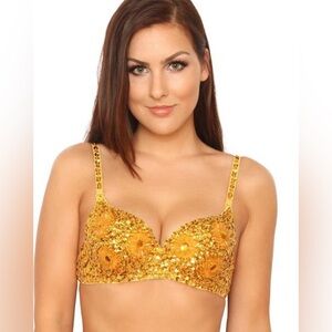 Gorgeous Sexy Sequin Beaded Bra Festival , Dance Club Rave Beaded Flowers